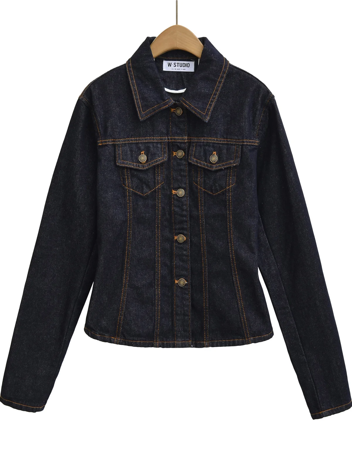 

Ретро Американский повседневный приталенный воротник Faionable k Синий Оригинальный цвет Джинсы Jaet Тяжелый рабочий топ Модное женское пальто