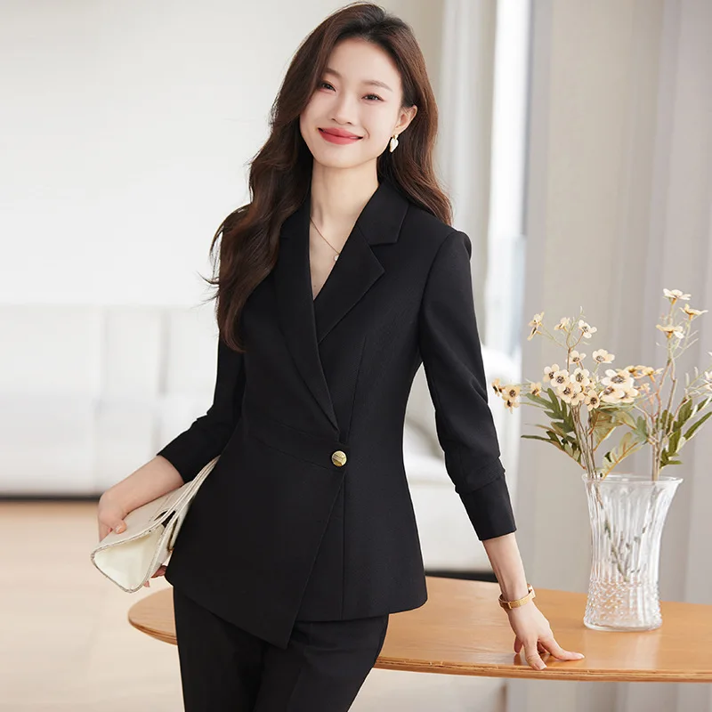 Pink Suit Female Spring and Autumn Business Wear Temperament Goddess Style Senior Sense Host Formal Suit Work Clothes Suit