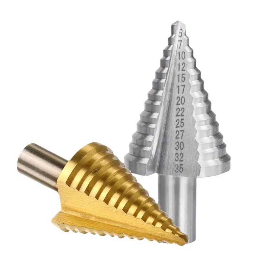 5-35mm Step Drill Bit Set Titanium Straight Flute Round Hex Shank Milling Cutter For Wood Aluminium Metal Sheet Core Hole Opener