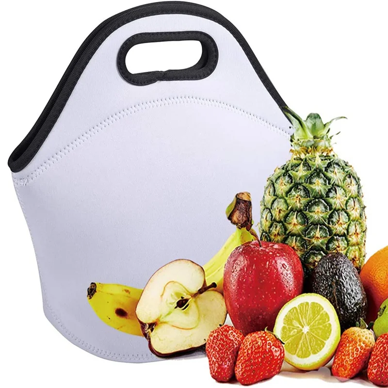 Sublimation Blank Lunch Bag Reusable Insulated Thermal Lunch Box Carry Case Handbags Tote with Zipper