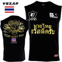 VSZAP Wolf Boxing Men MMA T Shirt Gym Sleeveless Tee Shirts Multi-use Fighting Martial Arts Fitness Training Muay Thai T Shirt