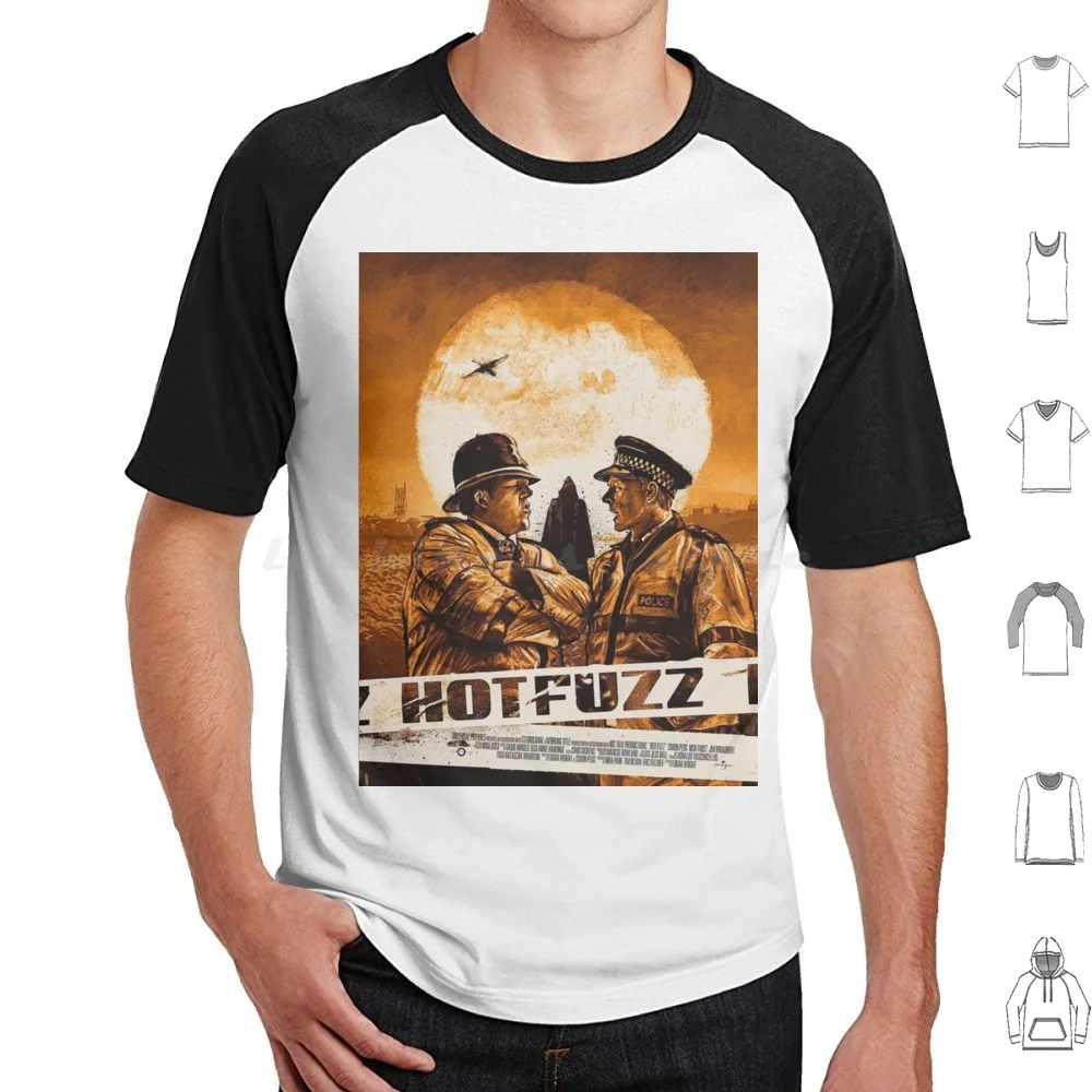 Hot Fuzz Poster T Shirt Cotton Men Women Diy Print Hot Fuzz Simon Pegg Nick Frost Shaun Of The Dead Edgar Wright Movie Cornetto