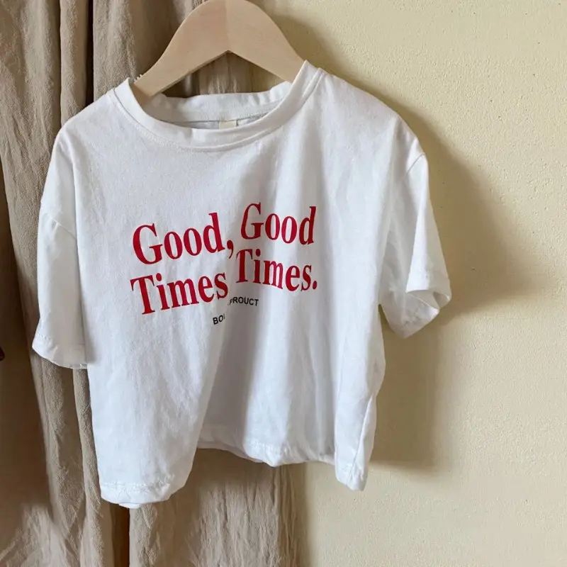 2024 Summer children short sleeve T shirts Letters printed loose Tees Boys and girls cotton casual Tops - Image 5