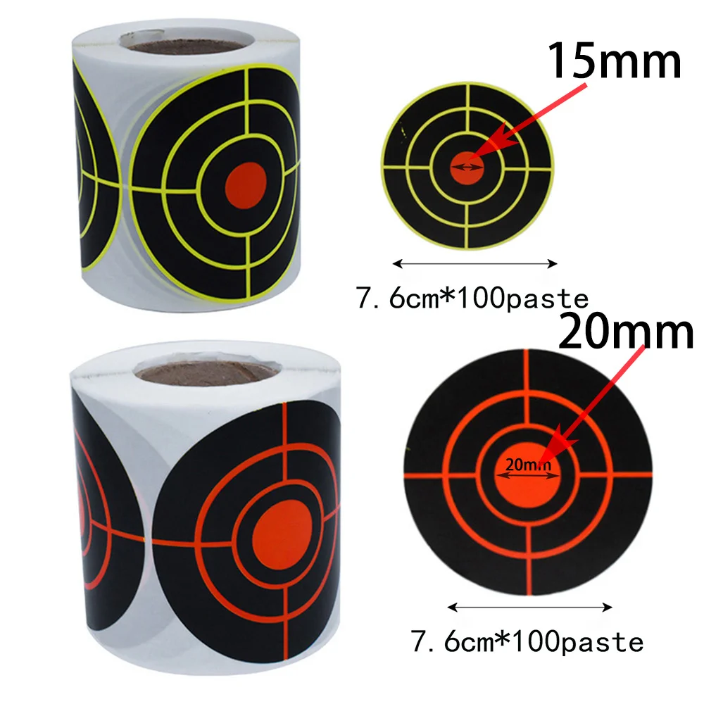 

100pcs 3 inch Shooting Target 7.6cm Adhesive Splatter Reactive Shooting Paper Stickers Hunting Shooting Training Red Yellow