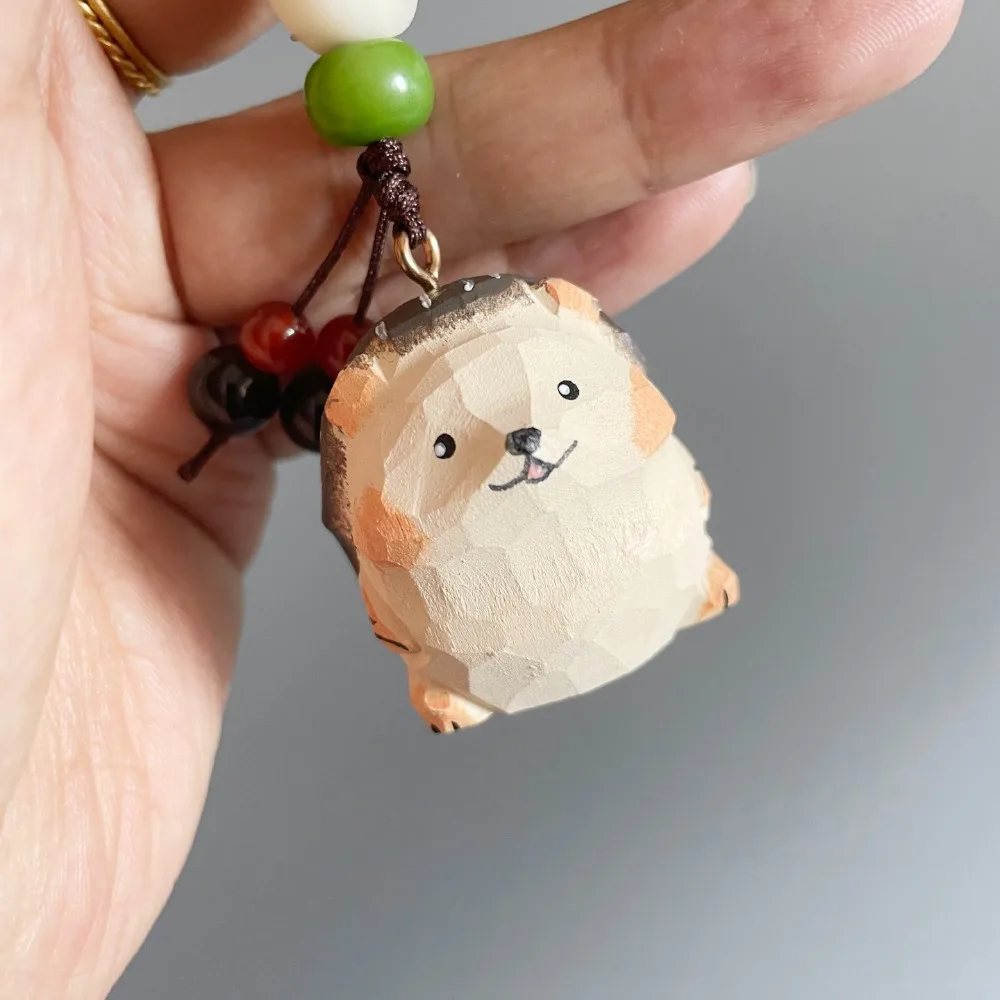 ديكور سيارة على شكل قنفذ من الخشب الصلب مصنوع يدويًا، سلسلة مفاتيح إبداعية، منحوتة يدويًا للسيارة والحقيبة، هدية عيد ميلاد مبتكرة