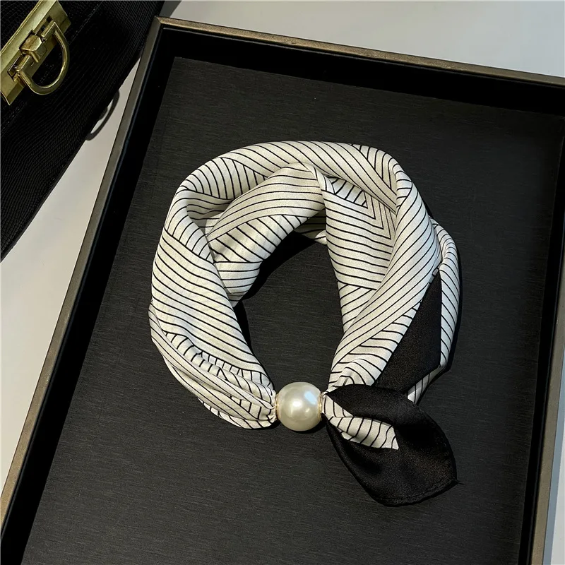 Parelketting Magnetische gesp Luie zijden sjaal Dameshanger Sjaal Sleutelbeenketting Zijden sjaal - afbeelding 1