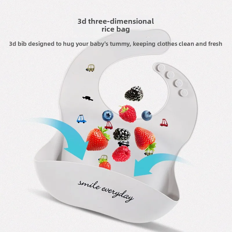 Ins منتجات الأم والرضع المشهورة مريلة أطفال مقاومة للماء مريلة سيليكون للأطفال، جيب أرز لعاب الأطفال يترك في الصيف
