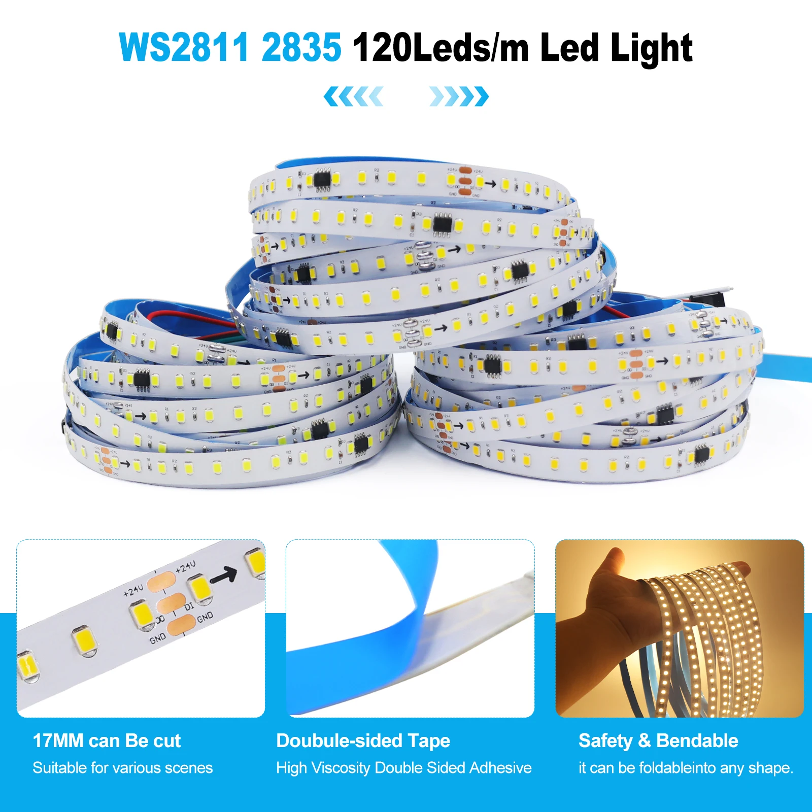 Running Water LED Strip with WS2811 IC DC24V 2835 120Leds/M Flowing Light Wireless Controller Flexible Ribbon Lamp Power Kit