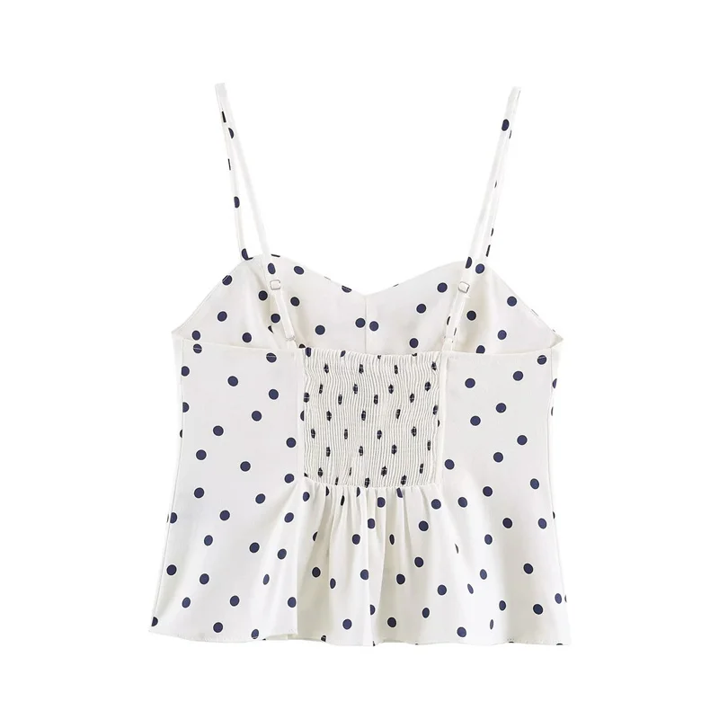 Guobioziy 2026 Summer New Women's Top White Polka Dot Camisole with Ruffles and Bow Detail Beach Vacation Sexy and Lively