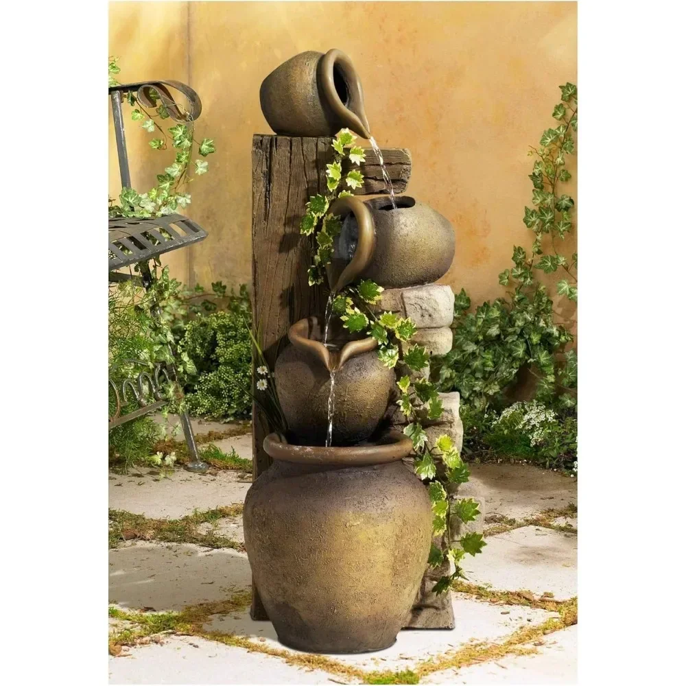 Cascading Rustic Outdoor Floor Three Jugs Fountain and Waterfalls 33