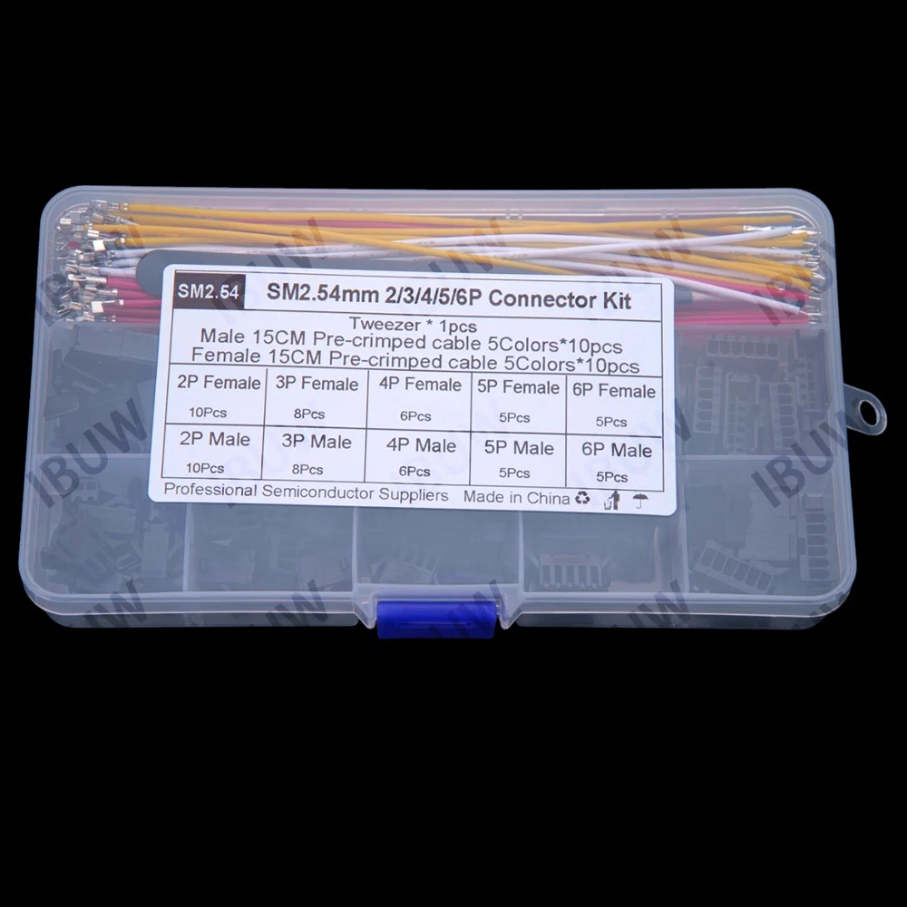 JST SM 2.54mm Male & Female Connector Kit with 22AWG Pre-Crimped Wire SM2.54 2/3/4/5/6 Pin Housing Adapter Cable Connector 2 3 4