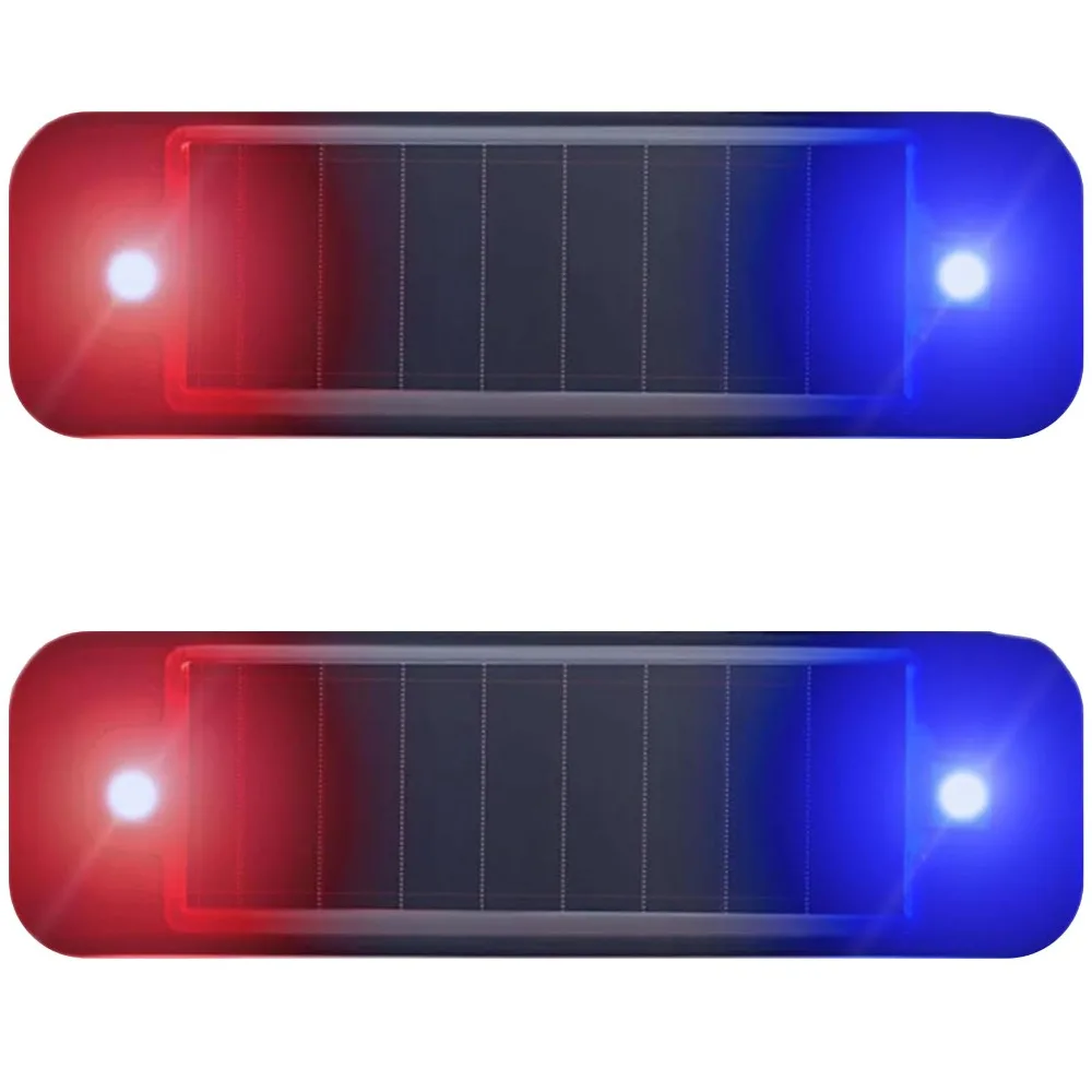 Solar Power Car Anti-theft LED Flashing Light Car Rear Collision Prevention Light Red-Blue Strobing Wireless Flash Warning Light