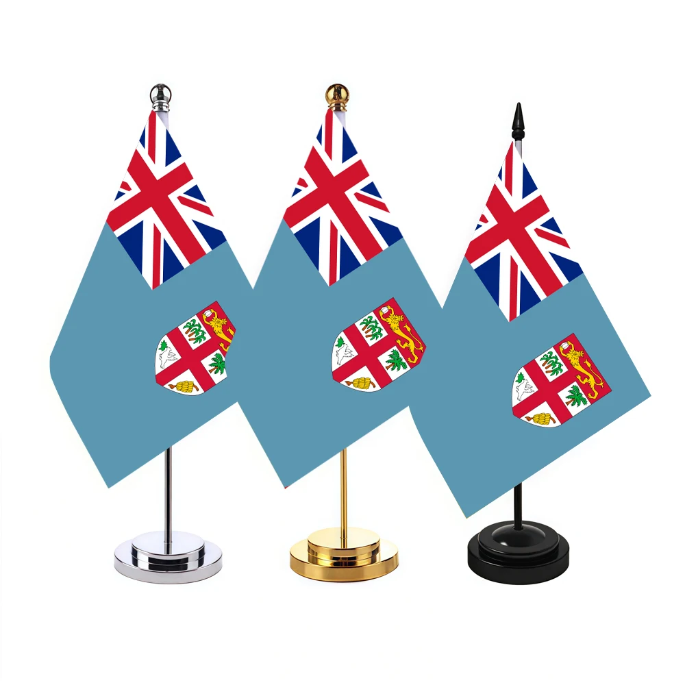 CYPOMELO office desk flag Fiji flag 14x21cm Fiji desktop small decorative flag (with flagpole)