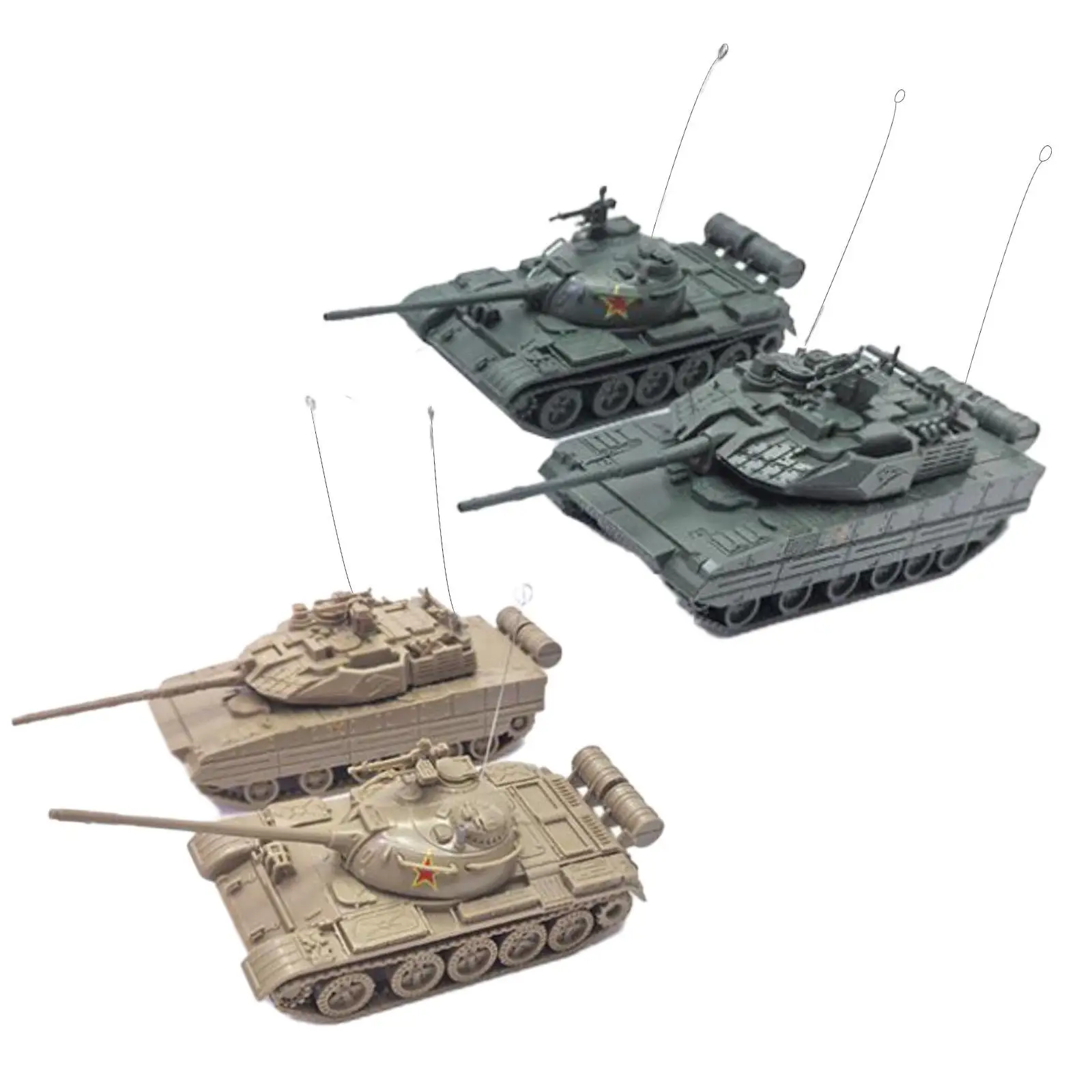 2 Pieces 1:72 Scale Miniature Miniature Tanks for Display Gift Collection