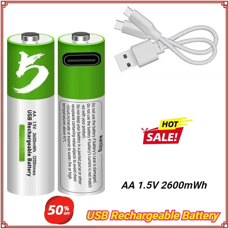 

2600mWh 1.5V AA Rechargeable Lithium Ion Battery Toy Watch Player Thermometer Keyboard Pilas Recargables Aa Lithium Ion Battery