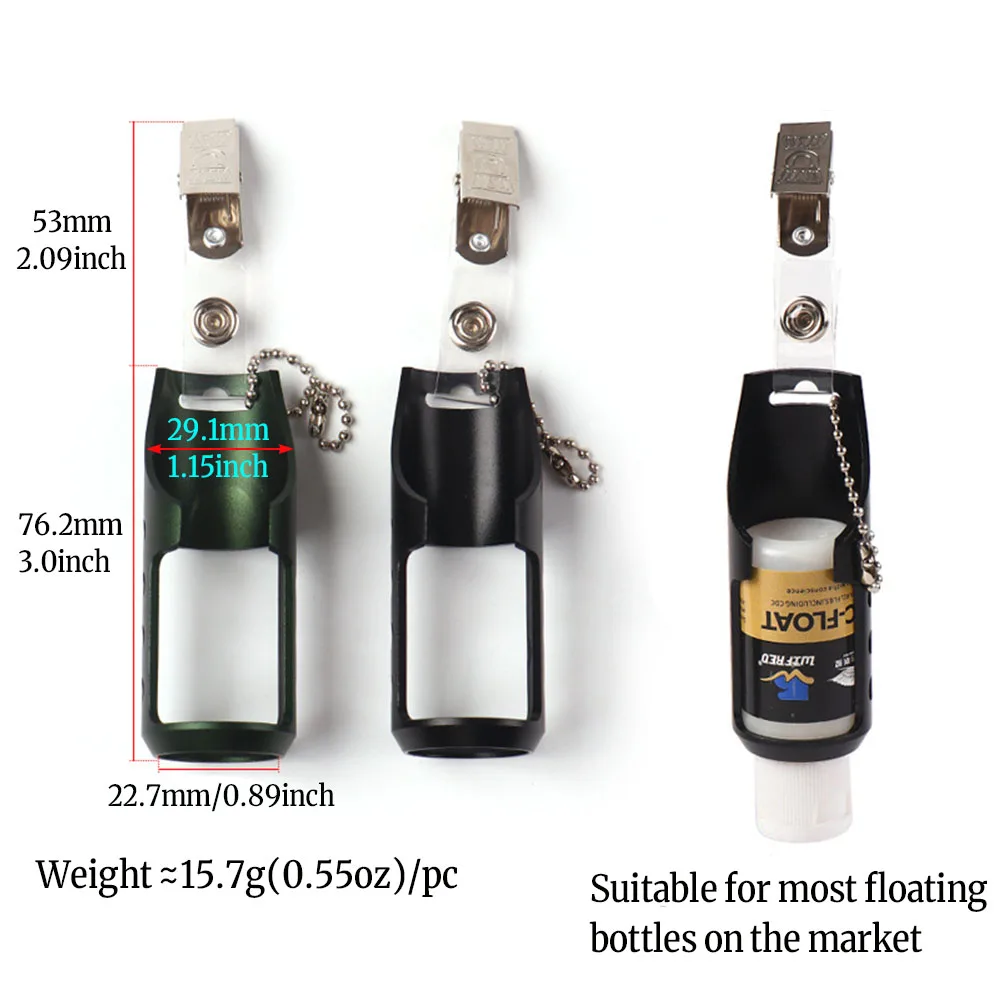Fly Fishing Floatant Bottle Holder, Aluminum Alloy Lightweight Clip-On/Hang-On Tool Holder for Vest Backpack, for D-Rings & Loop view 2