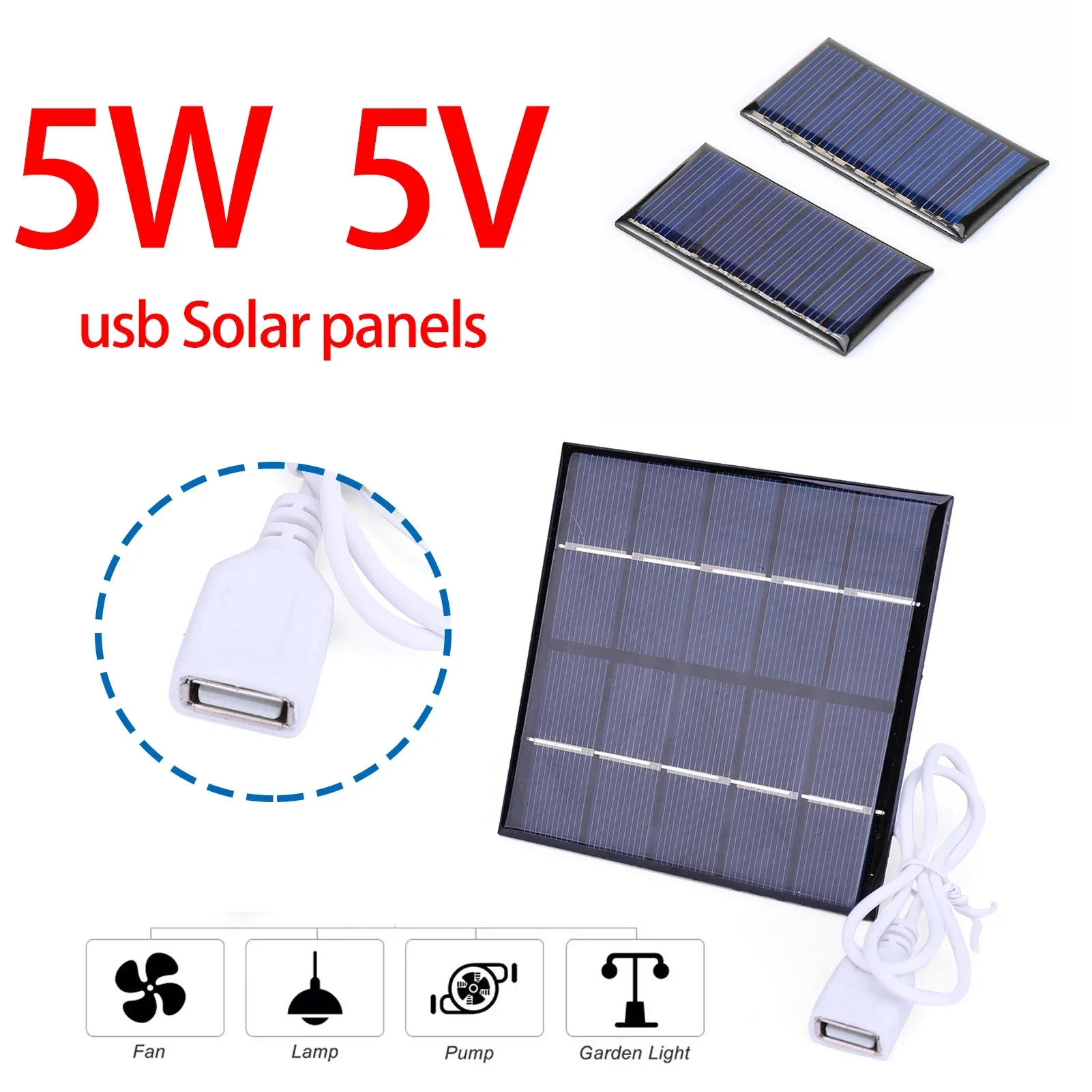 5W Solar Battery Charger Panel Polycrystalline Solar Cell Plate for Outdoor Camping Power Bank Phone Home Courtyard Lighting