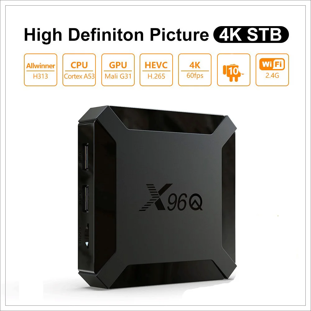 X96Q TV Box Android 10, H313 4K Smart Player with TF Card Expansion Slot, Easy Storage Upgrade for Home Theater