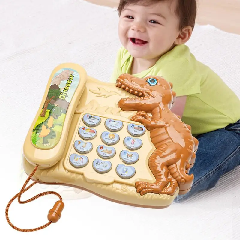 Ensinando Telefone para Crianças, Cartoon Dinosaur, Story Machine, Learning Toys, Engaging Phone Toy, Letter and Number