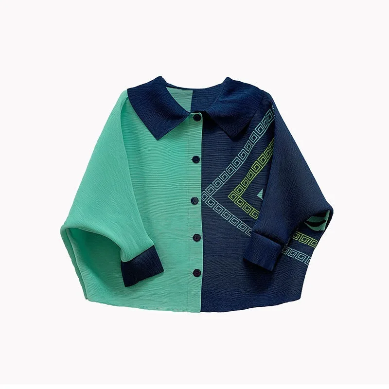 Imagem -05 - Miyake Cabolsa de Cardigan Plissado para as Mulheres 2023 Verão Moda Lapelas Soltas Emagrecimento Camisa Tamanho Grande Camiseta Gráfico t Camisas