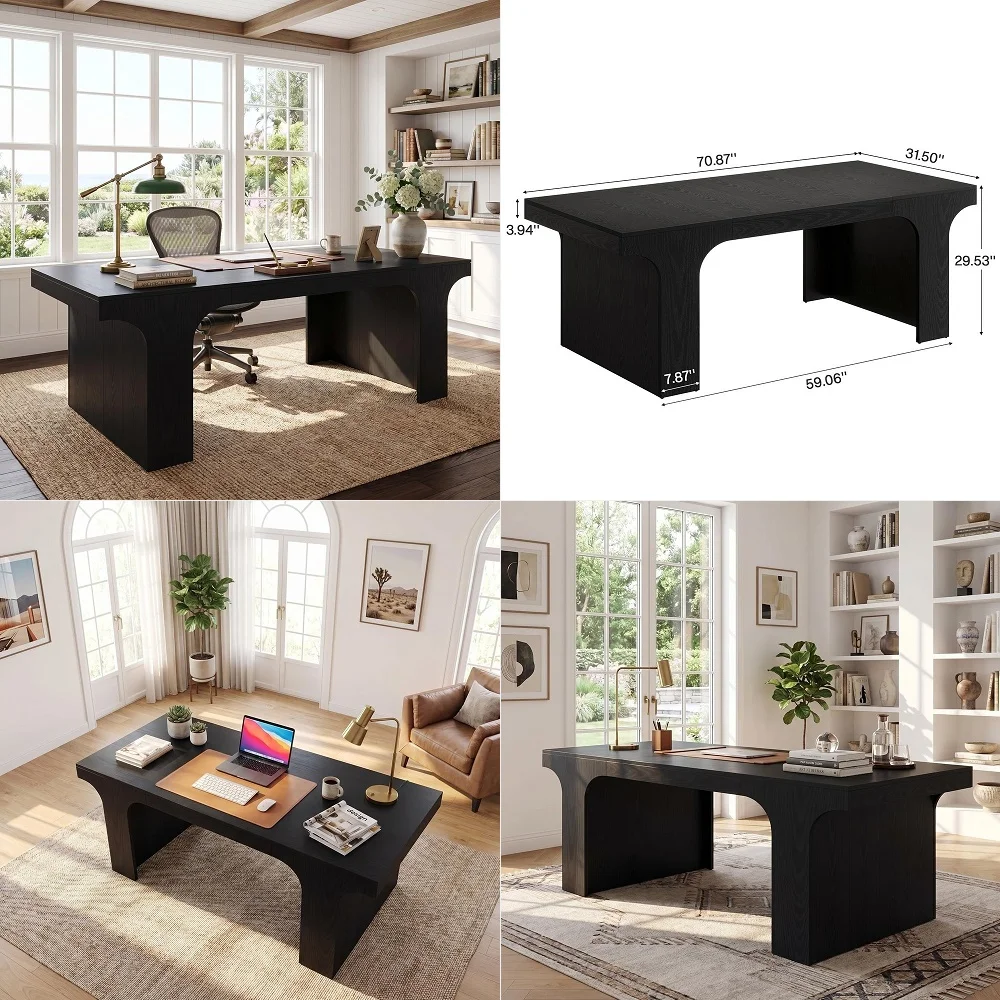 

83 LShaped Executive Desk, Large Office Desk with Drawes, Industrial Corner Computer Table with File Cabinet, Business Workstat