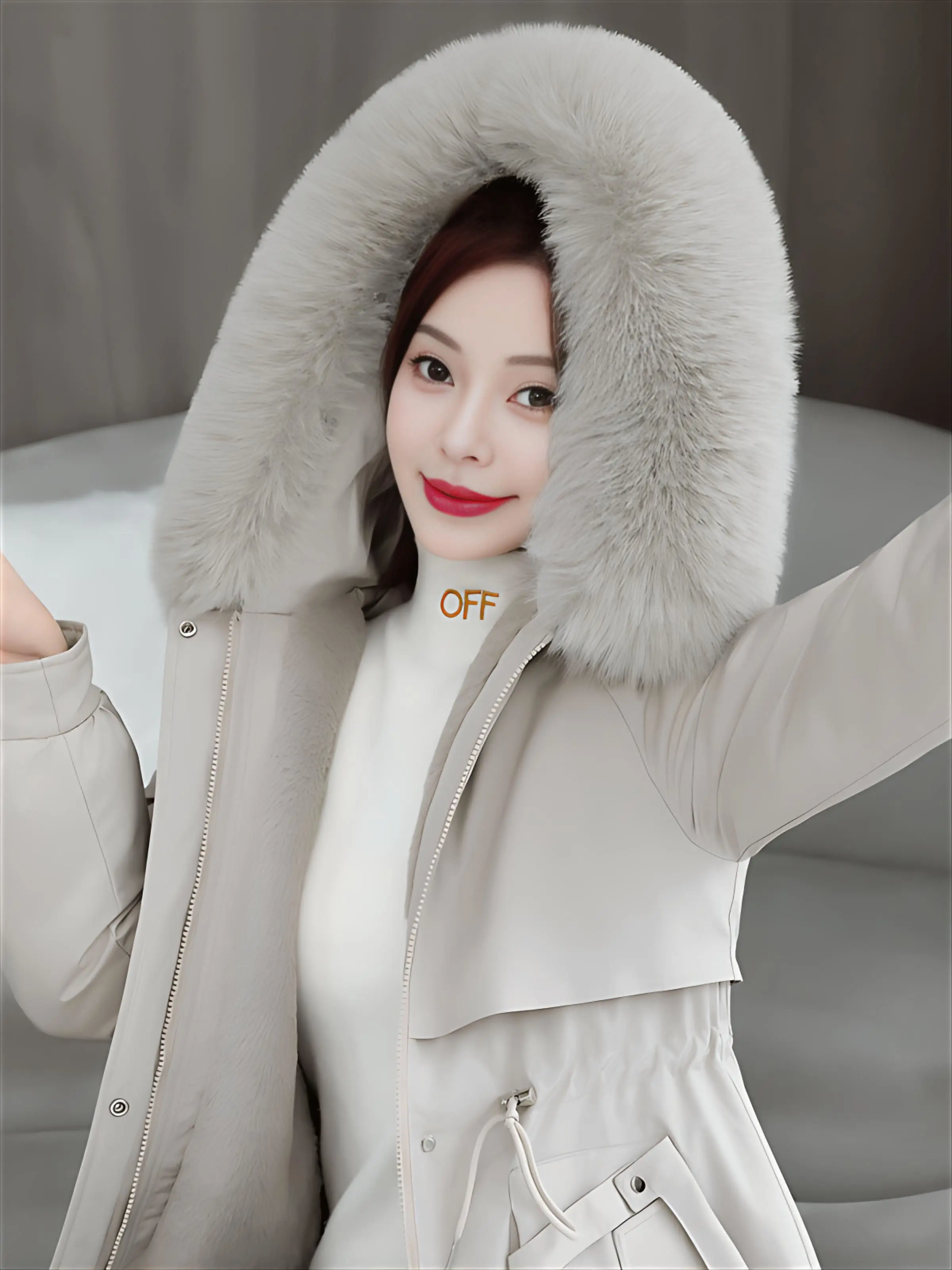 

Парка женская демисезонная, непромокаемая, многофункциональная, утепленная, средней длины, с длинными рукавами, на шнуровке, двусторонняя, в горошек, трендовая