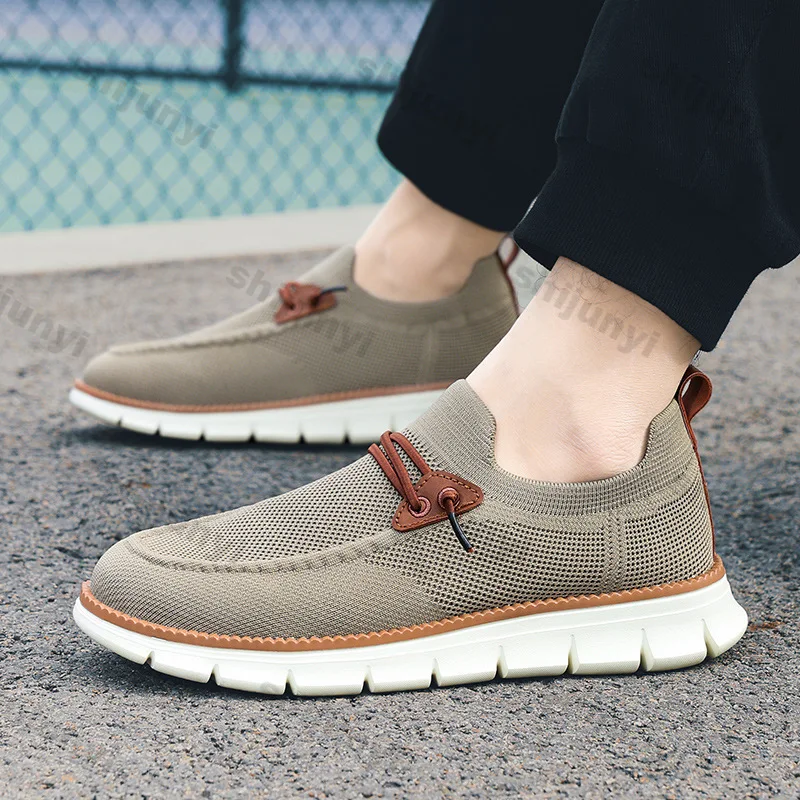 

Large Size Men's Shoes 2025 Summer New Flats Breathable Comfortable Lightweight Sneakers Slip on Fashion Soft Sole Casual Shoes