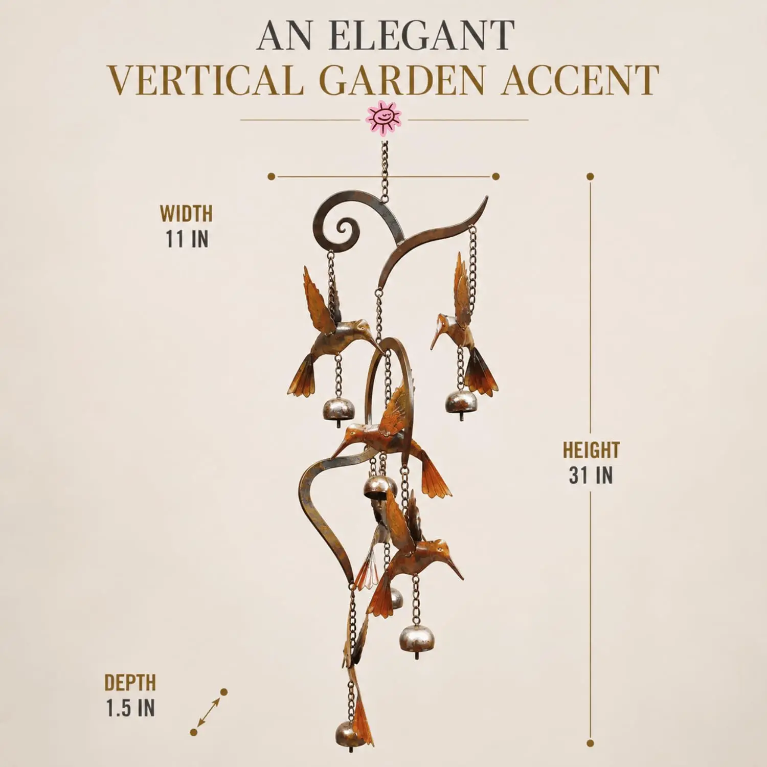 Scrollwork Hummingbird Wind Chime