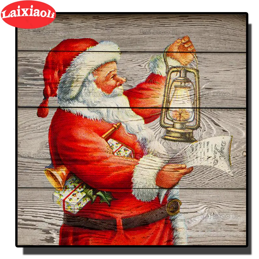 Vintage Santa-Lantern 5D DIY Diamond Painting Diamond Embroidery Cross Stitch kit full round square diamond Mosaic Christmas art