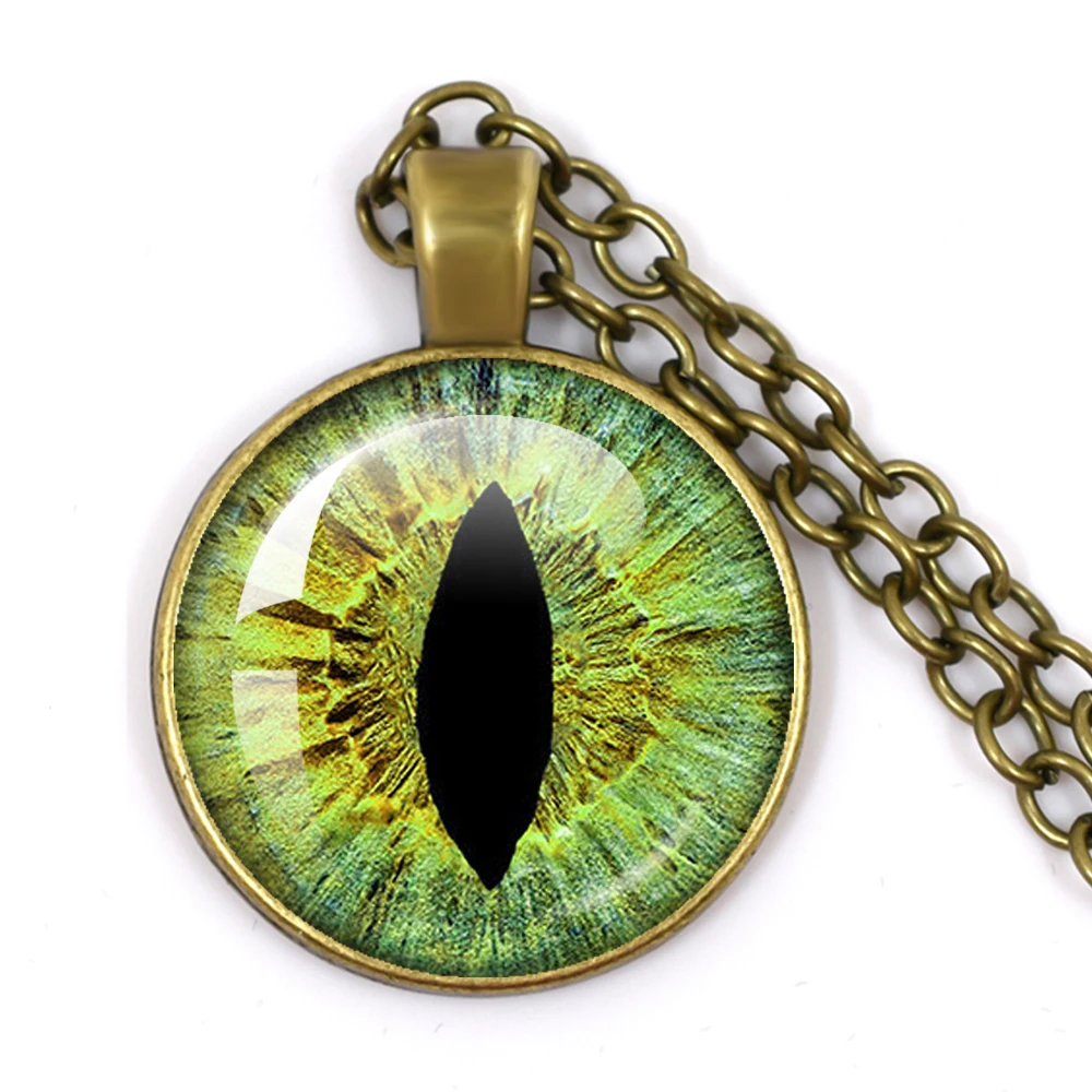 Evil Eye Necklace Handmade Jewelry Sauron Evil Dragon Eye Art Picture Glass Cabochon Pendant Vintage Jewelry Necklaces For Men