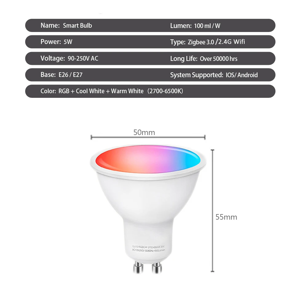 Ewelink GU10 Zigbee LED Bulbs Wifi Smart LED Lamp RGB CW WW LED Light Bulb Works With Alexa Google Yandex Smartthings