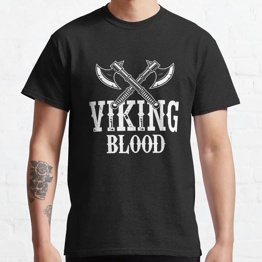 

Viking Blood Gift t shirt Norse Mythology Valkyrie Valhalla Raven Graphic clothes All size tops 100% cotton tee