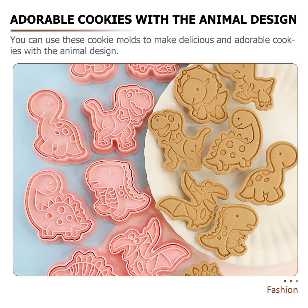 8Pcs Dinosaur Cookie Mold for Baking PP Material Safe and Animal Shaped Biscuit Molds Cookie Mold Fondant Molds
