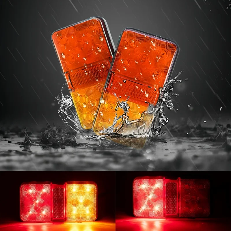 2pcs 10LED Rear Tail Light Brake Stop Indicator Lamp 12-24V For Trailers Trucks Semi-Trailers Tractor Utes Boat Caravans