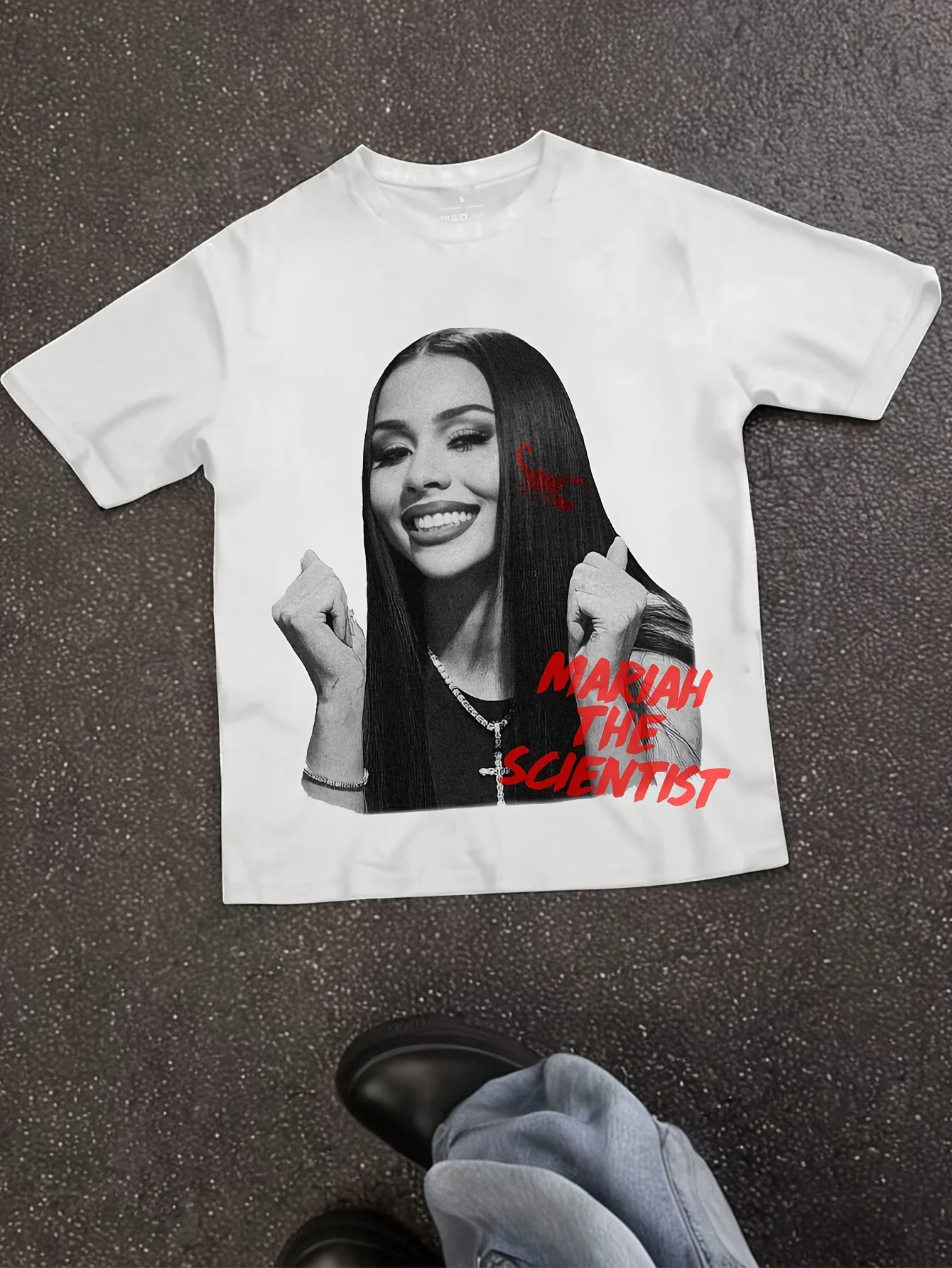 T-shirt grafica bianca casual da donna: manica corta, misto poliestere elastico, girocollo, lavabile in lavatrice,