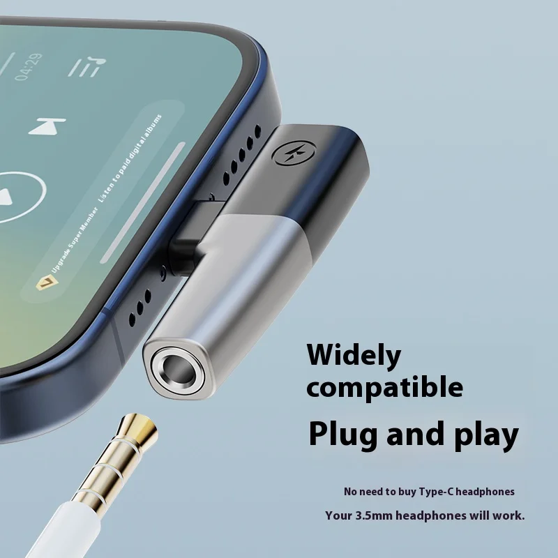محول رقمي لسماعات الرأس من النوع C إلى ، الشحن ، الاستماع ، المحول الحديث ، أبل 15 ، جديد