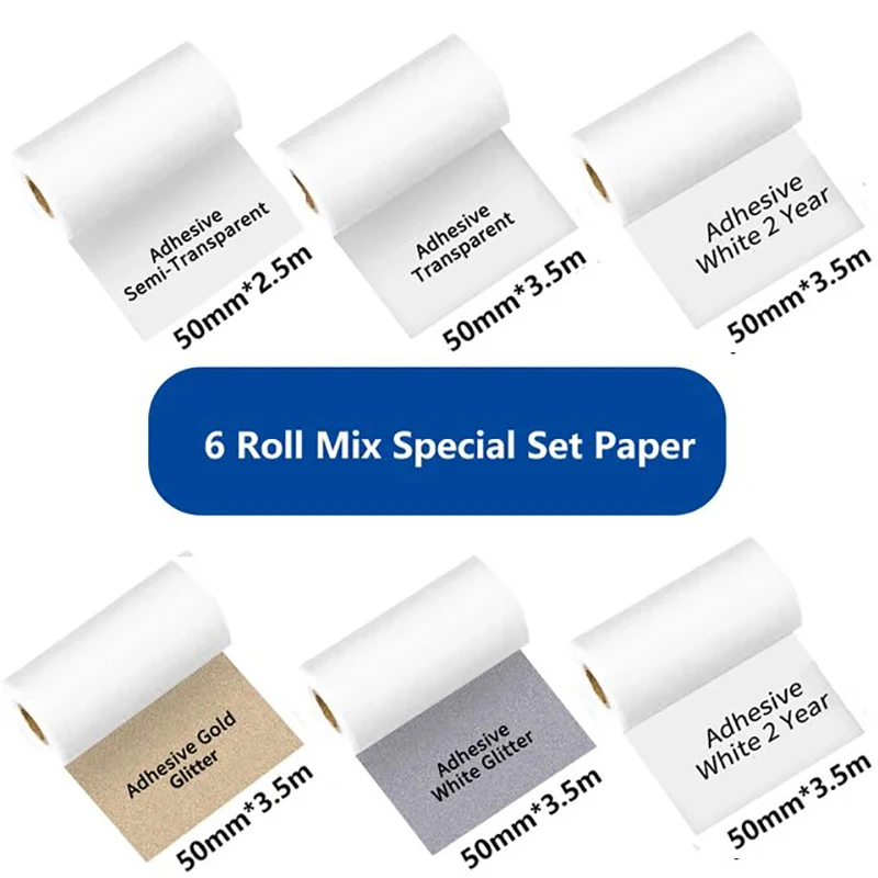 6Rolls/Lot Phomemo Self-Adhesive Photo Thermal Paper for M02/M02S/M02Pro Printer