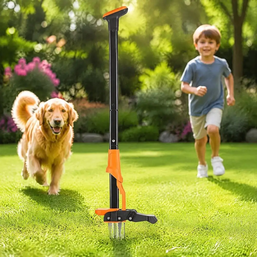 Dandelion Puller for Lawn Long Handle Stand Up Weed Puller 4-claw Garden Weeding Tool with Easy-eject for Lawn for Garden