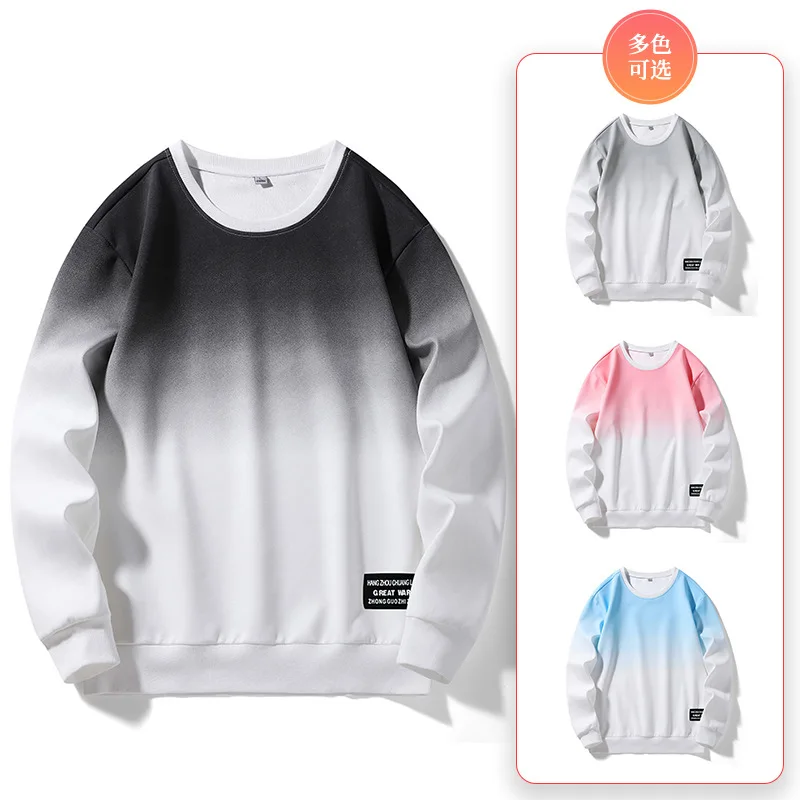 

New Men Casual Sweatshirts Harajuku Hoodies Gradient Patchwork Spring Mens Sportswear Long Sleeve Pullover O-Neck Clothes Tops