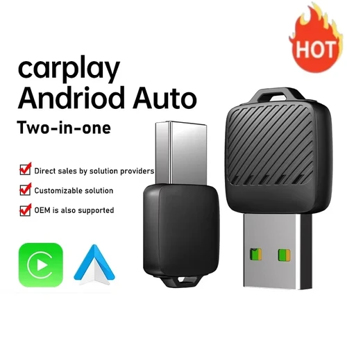 Nuevo Adaptador Inalámbrico 2 en 1 para Android Auto, Dongle Inalámbrico para CarPlay, Sistemas Inteligentes para Automóviles, Caja Inteligente con IA para Automóviles, CarPlay con Cable