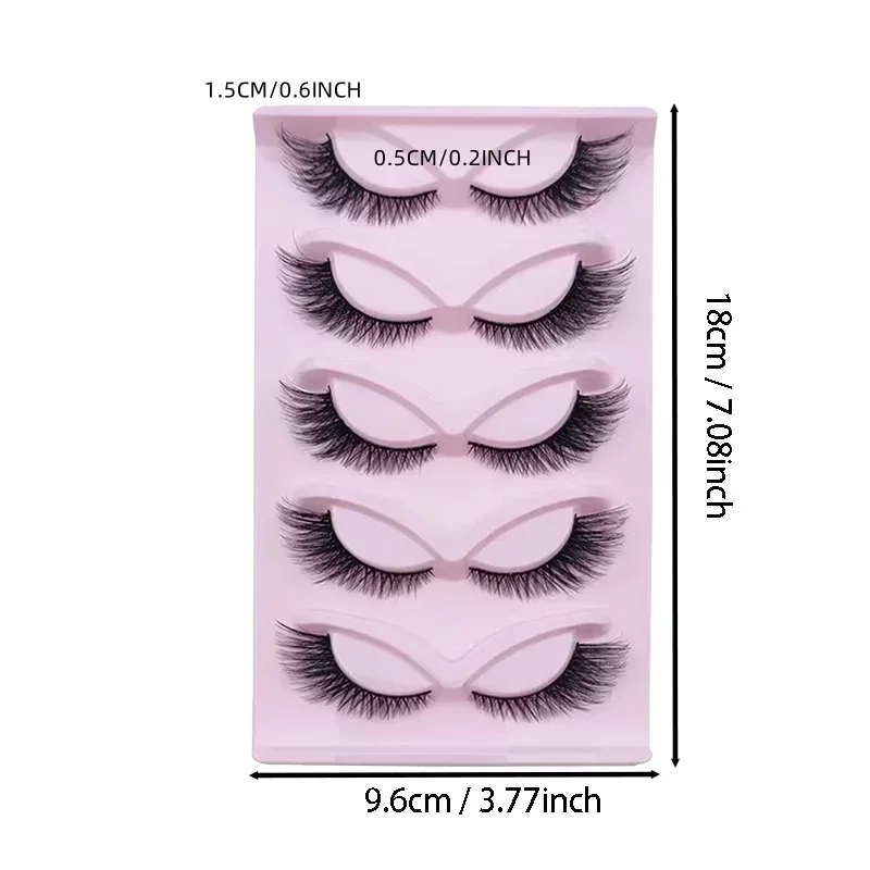 5 Pairs Cat Eye Lashes Long Lashes Cat Eye Look Wispy Lashes Eye End Elongated Strip Thick False Eyelashes