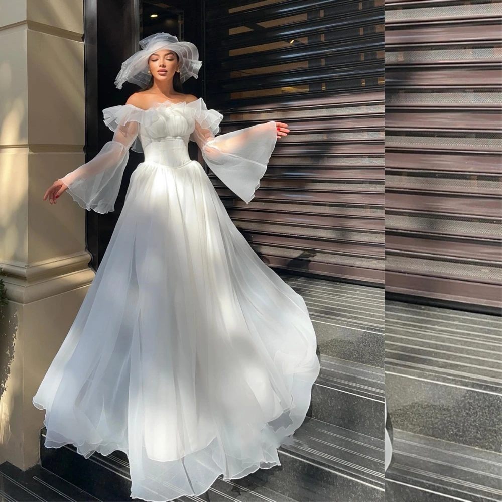 Customized Organza Ruffles Christmas Ball Gown Off-the-shoulder Bespoke Occasion Long es  Casual