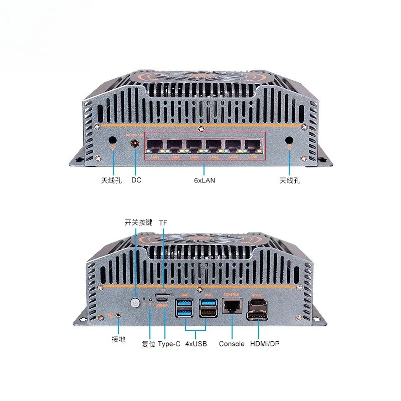 12/13 جيل 6 منافذ الشبكة الكمبيوتر الصناعي الأساسية صغيرة جدا لينة توجيه الفحص البصري x86 الكمبيوتر الصناعي #2