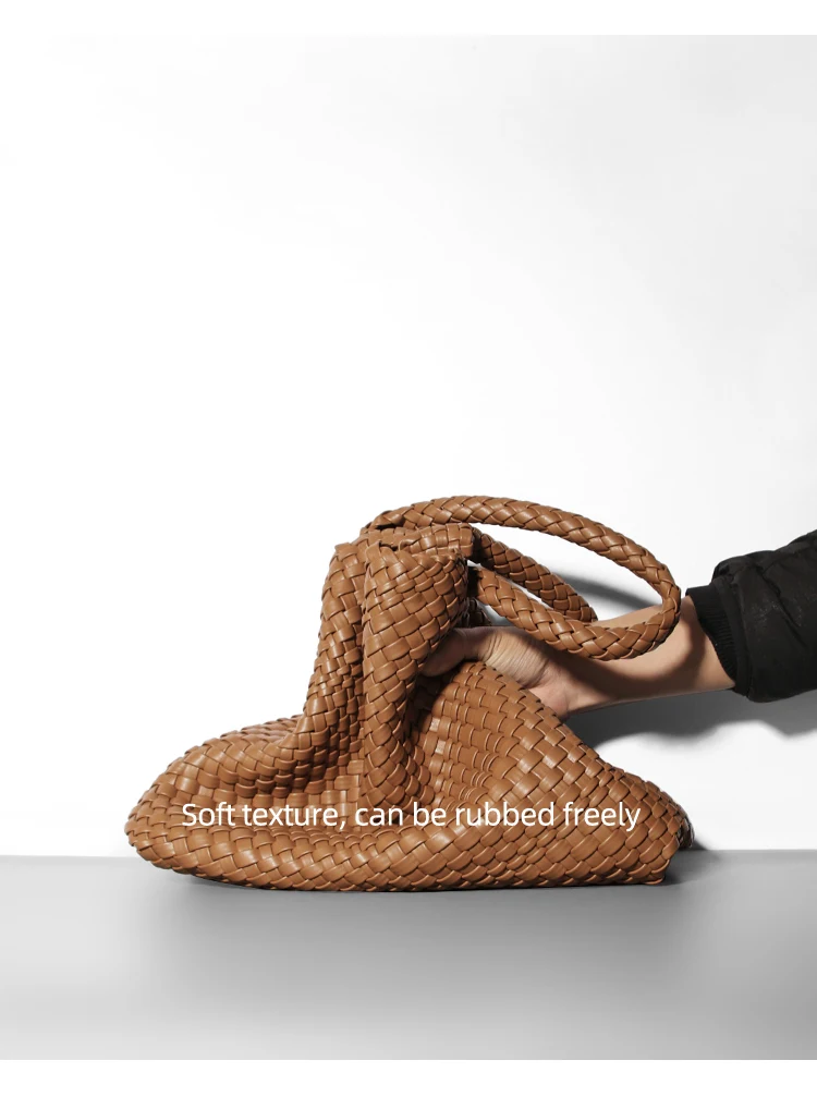Große Kapazität Designer Stricken Mode PU Leder Damen Umhängetasche Handtaschen für Strand Reise Single-Shoulder Damen Tasche – Detail 6