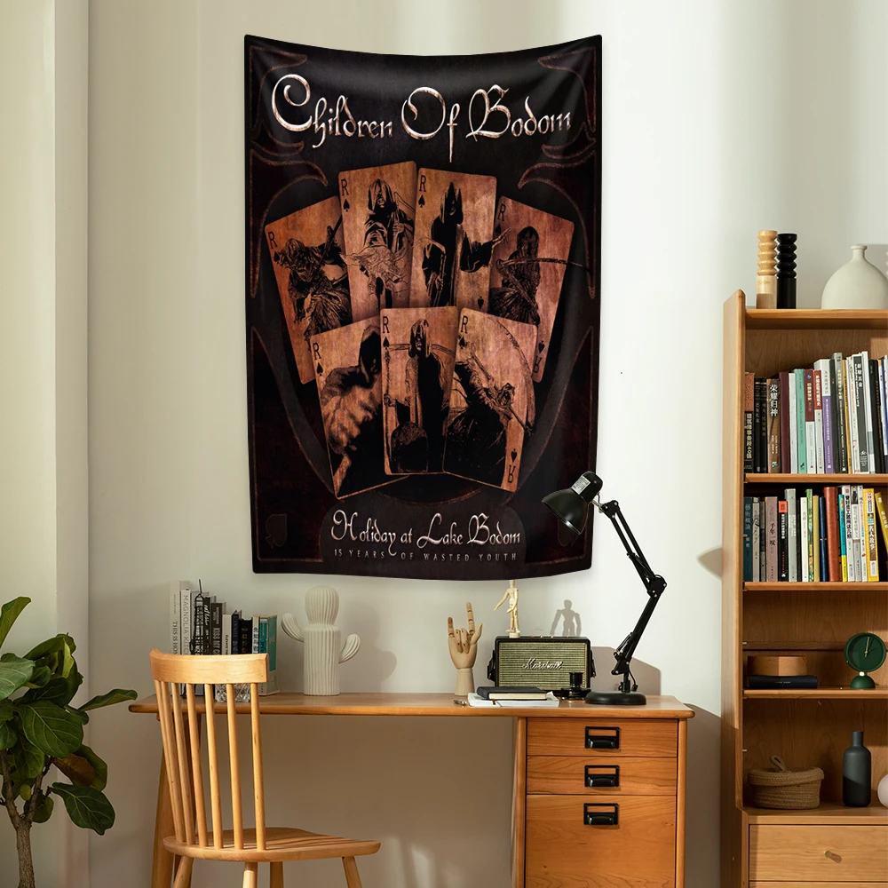 Children Of Bodom Tapestry Death Metal Rock Band Large Fabric Wall Hanging Background Cloth Bedroom Decor Bedspread Sofa Blanket