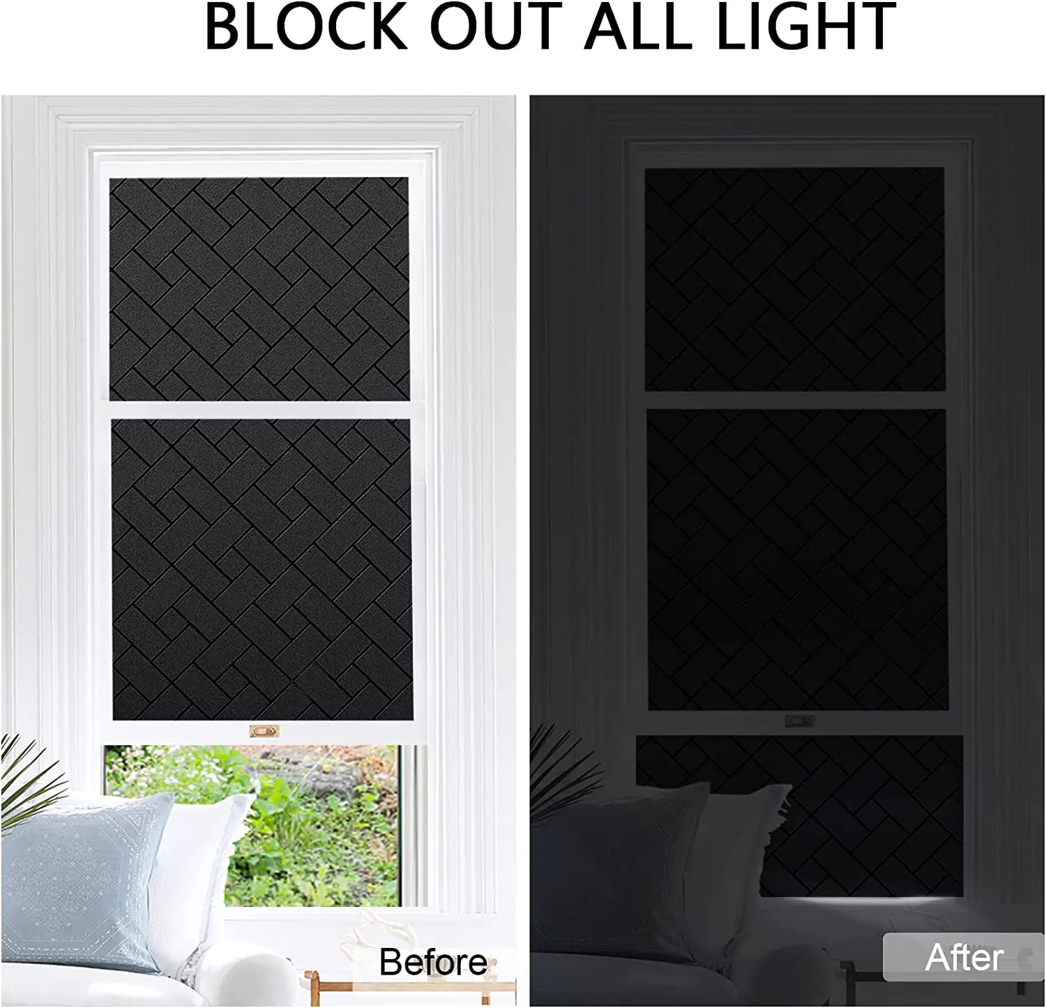 Total Blackout Window Film 100% Light Sun Blocking Covering Darkening Privacy Heat Control Static Cling Removable No Glue Anti