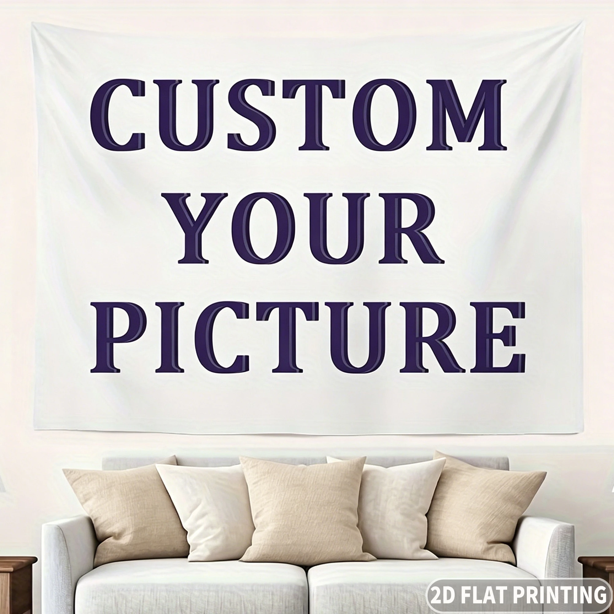 1pc 2D FLAT Custom Polyester Banner Tapestries, Personalized Photo Wall Hanging, Free Installation Kit, Bedroom Home Decor