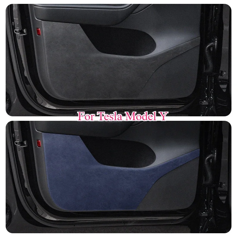 Car Door Anti Kick Pad for Tesla Model 3/Y/3+ Suede Door Panel Protective Stickers Anti Dirt Patch 2021-2025 Auto Accessories