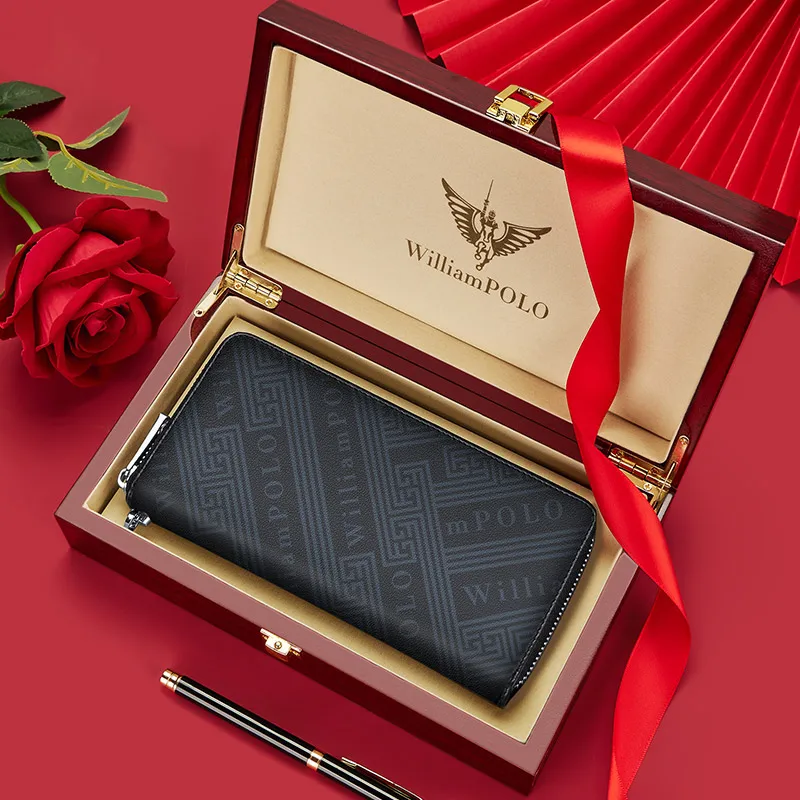 Men's Genuine Leather Long Wallet/Clutch – Premium Card Holder – Stylish New Design (Suitable for Dads or Boyfriends)