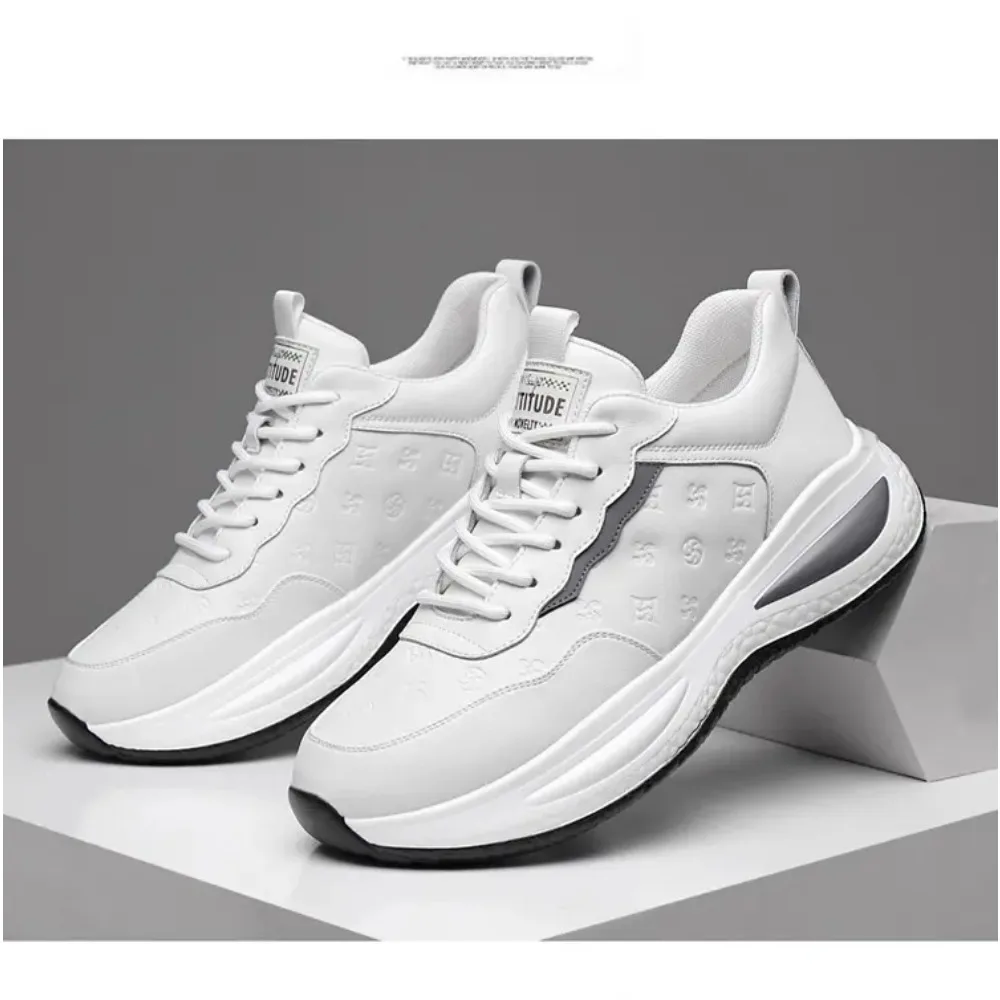 

2025 New Shoes for Men Cow Leather Casual Sport Shoes Youth Autumn Cool Black Leather Sneakers